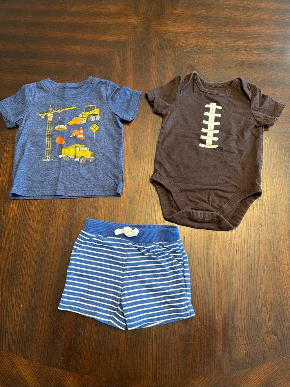 Baby Boy Clothes Bundle 6M Carter's Construction Tee Shorts Football Bodysuit